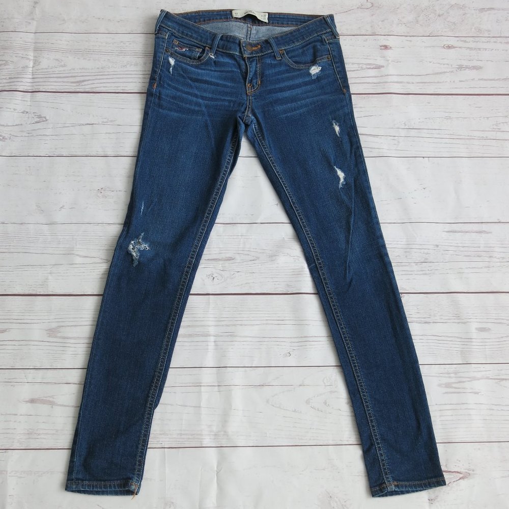 Hollister Distressed Skinny Straight Leg Low Rise Denim Jeans - Size 5R